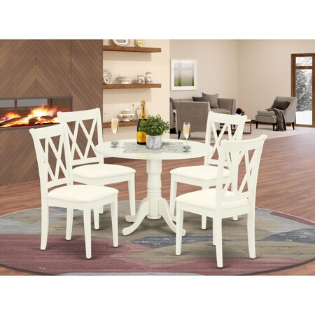 East West Furniture 5 Piece Dublin Dining Set - Linen White DLCL5-WHI-C